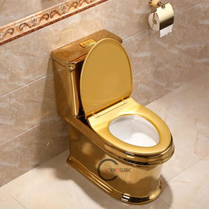 Ventes en gros de sanitaires plaqués or, toilettes, WC, toilettes monobloc en céramique, couleur or - Product Image 4