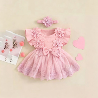 Vêtements pour enfants, nouvelle collection été-printemps, combinaison en coton fleuri pour bébé fille, dentelle, manches à volants, boutons cachés, vêtements pour nouveau-nés