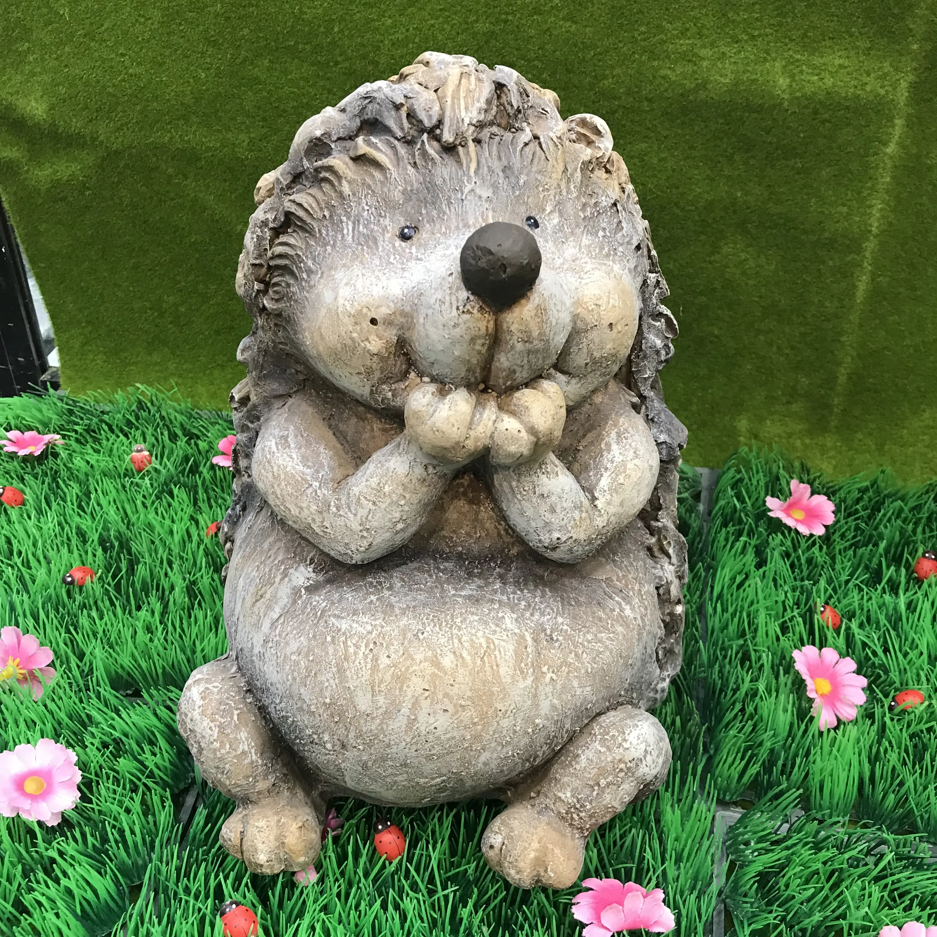 Estátua de resina artesanal, ornamentos de ouriço para jardim, animais, venda imperdível