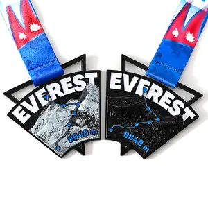 Haisangke – médailles <span class=keywords><strong>Everest</strong></span> 3D en alliage <span class=keywords><strong>de</strong></span> zinc noir, haute qualité - Product Image 1