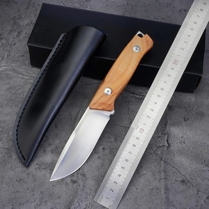 Cuchillo recto de hoja fija para exteriores <span class=keywords><strong>FOX</strong></span> con mango de madera para Camping, caza y hogar, cuchillo de fruta de grado DIY de acero inoxidable - Product Image 1
