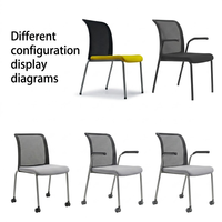Chaise de conférence de bureau ergonomique empilable réglable avec structure métallique et base en plastique mobile pour usage commercial