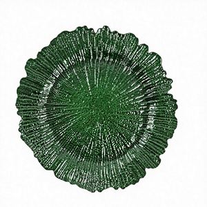 <b>Plastic</b> 13" Charger Plates <b>Set</b> 12 Hunter Green Reef Disposable Chargers <b>Dinner</b> Party Wedding Holiday Bulk Events - Product Image 3