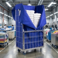 Grande conteneur à roulettes pour le stockage en entrepôt hospitalier et industriel de la blanchisserie, avec housses intérieures et extérieures pour sacs de linge