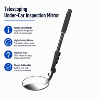 Miroir d'inspection sous véhicule, grand miroir de recherche sous voiture avec longues perches extensibles pour contrôle de sécurité
