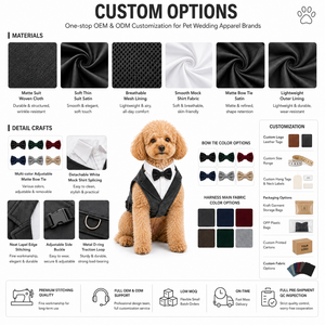 Arnés Formal Hecho a Mano para Mascotas, Chaleco con Camisa Blanca de Imitación, Lazo, Malla Transpirable en la Espalda, Anillo en D Ajustable, para Perros Pequeños y Gatos, Ideal para Bodas - Product Image 4