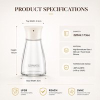 Bouteille à condiments en verre créative de 220 ml (7,5 oz) pour la cuisine et la maison, idéale pour l'huile, le sel, la sauce, le vinaigre