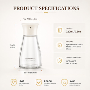 Bouteille à condiments en verre créative de 220 ml (7,5 oz) pour la cuisine et la maison, idéale pour l'huile, le sel, la sauce, le <span class=keywords><strong>vinaigre</strong></span> - Product Image 4
