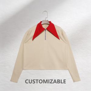 Camicie Premium in Maglia Ecologica Ricamate Unisex con <span class=keywords><strong>Colletto</strong></span> a Contrasto, Vestibilità Ampia e Maniche Lunghe - Product Image 1