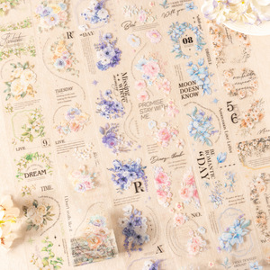 2M/Rouleau PET Tape Smell the Flowers Speak Series INS Flower Handbook DIY Decorative Recyclé Stickers - Product Image 3
