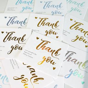 Promosi Desain Logo dipersonalisasi cetak dua sisi kustom kartu Terima kasih 300GSM bahan kertas kartu bisnis mengkilap - Product Image 4