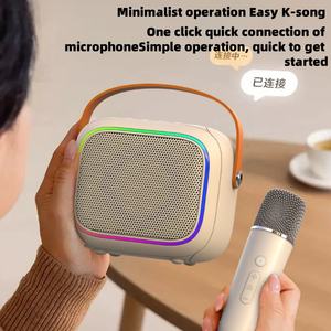 <span class=keywords><strong>Mini</strong></span> Karaoke portátil al aire libre cantando familia Ktv luces Led inteligentes altavoz de Audio de diente azul caja de fiesta con micrófono inalámbrico - Product Image 5