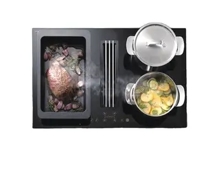 Crystal Induction Hob 4 Burners Heating Induction Stove hood 2 in 1 Household kitchen cooktop bulit-in Induction Cooker