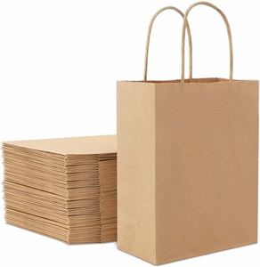 Bolsa de Papel Kraft Ecológica para Llevar, Asas de Papel Retorcidas, Logotipo Personalizado, Bolsa de Compras, Bolsas de Regalo de Color OEM para Envasado de Alimentos - Product Image 1