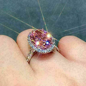Anello con design ovale rosa, anello da dito elegante per donna - Product Image 4