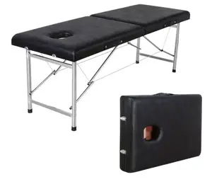 High Quality Portable Folding Massage Table Leather Material Adjustable Beauty Salons Manufacturer's Low Price Offer