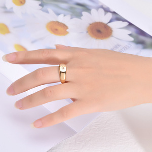 Loftily-anillo de acero inoxidable con estrella tallada rugosa para mujer, sortija redonda de Micro circón dorado, joyería para mujer, oro, plata, oro rosa plateado - Product Image 3