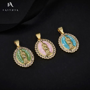 FP1128 горячая Распродажа кулон религиозной Девы Марии 18k позолоченный бриллиант розовый обруч кулон ожерелье - Product Image 5