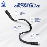 Câble USB 3.2 Gen 2x2 court et plat LUNG KAY, 20 Gbit/s, 240 W PD, vidéo 8K, Type C vers C, cordon de données pour SSD, Power Bank, CarPlay, OEM