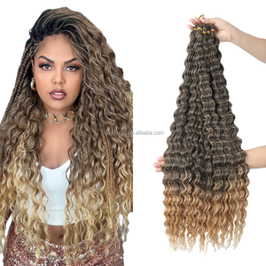 Extension per capelli sintetici morbidi ombre da 32 pollici, onda profonda, per trecce all'uncinetto, parrucca riccia <span class=keywords><strong>afro</strong></span> kinky, capelli all'uncinetto - Product Image 2