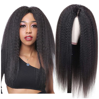 Perruques Lace Front en Cheveux Humains Naturels Yaki Raides Indiens Bruts, Vierge, Cuticules Alignées, Noires Naturelles, pour Femmes Noires