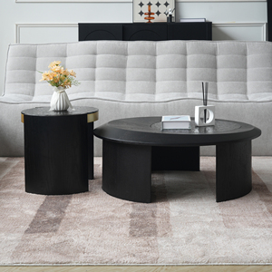 Mesa de Centro Moderna de Madera de Nogal de Voxhome USA, Envío Directo, Mesa Redonda Creativa de Pizarra Negra para Sala de Estar, Panel de Madera - Product Image 4