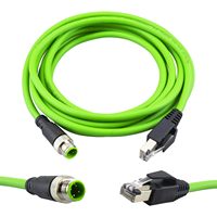 Cable de interconexión industrial M12 RJ45 para sistemas de automatización LAN, 4 pines, código D, macho, blindado, Cat6A SFTP 24AWG PVC RoHS
