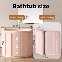Baignoire gonflable ronde de luxe rose en PVC, 70 cm, capacité 250 L, pliable, spa instantané portable pour la maison, pour une relaxation et une immersion romantiques