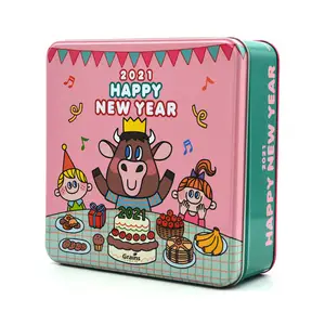 custom metal food packaging tin box round square tins for tea cookie with logo print