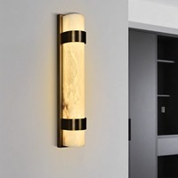Applique murale LED moderne de luxe, nouvelle collection, avec cadre en acier inoxydable et abat-jour en albâtre, pour salon et appartement