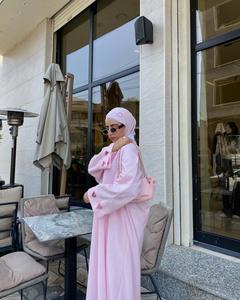 अबाया निर्माता नई गुलाबी दिल की गर्मियों में कैडिगन इस्लेमिक कपड़े इस्लेमिक अबाया दुबाई महिला मुस्लिम ओपन - Product Image 6