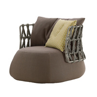 Ensemble de canapés d'extérieur modernes en rotin avec coussins imperméables, chaise longue de balcon de villa, mobilier d'extérieur Perched Cloud
