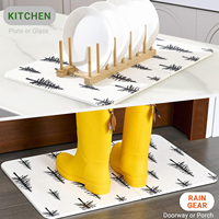 Tapis de bain en pierre CC pour Noël, super absorbant, grand tapis de salle de bain noir et blanc pour décorations de Noël