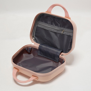 Boîte de rangement cosmétique de qualité supérieure 29x15x22cm avec fermeture éclair et roulettes pour le voyage, organiseur de maquillage, couleur unie, matériau ABS PC - Product Image 5