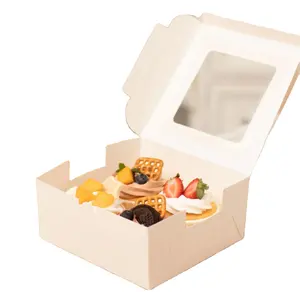 Caixa de cupcake de Natal em papelão branco de qualidade alimentar com janela PET