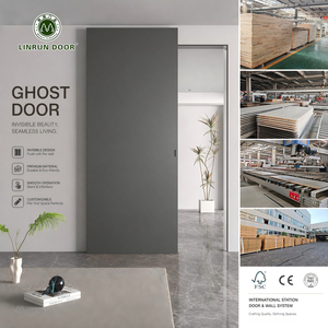 Maßgefertigte Geistertür mit versteckter Laufschiene, Innen-Schiebetür ohne Bodenschiene, bündige Holztür für Schlafzimmer- und Schrankprojekte, Großhandel - Product Image 1