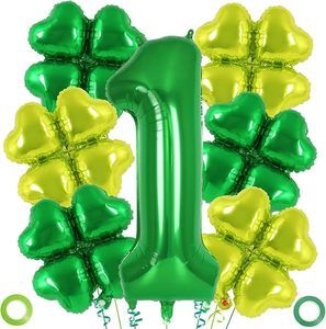 Ballon Chiffre 1 Anniversaire Trèfle à Quatre Feuilles 40 Pouces Vert en Aluminium Décoration de Fête Thème Fête de la Saint-Patrick Chiffres Interchangeables de 0 à 9 - Product Image 1