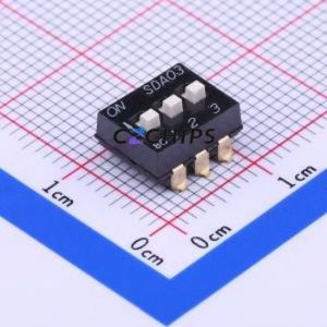 SDA03H1SBD DIP Switch SMD-6P,7.5x9.6mm Switch Flat Toggle, Raised Type Single Pole Single Throw 3 2.54mm - Product Image 1