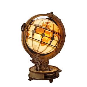 Contactez-nous pour recevoir une réduction - ST003 Globe Lumineux <span class=keywords><strong>en</strong></span> <span class=keywords><strong>Bois</strong></span> à Assembler Soi-même - Puzzles <span class=keywords><strong>3D</strong></span> 4 Étoiles pour Adultes - Product Image 1