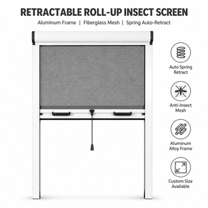 Mosquitera <span class=keywords><strong>enrollable</strong></span> para ventana con marco de aluminio, <span class=keywords><strong>malla</strong></span> retráctil de fibra de vidrio, para ventana de casa, <span class=keywords><strong>puerta</strong></span>, venta al por mayor de fábrica - Product Image 1