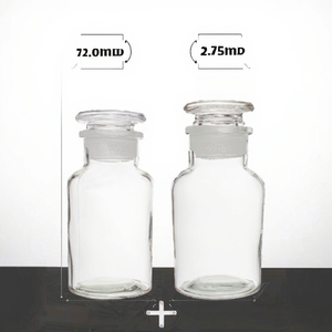 Frascos de laboratorio de vidrio grueso para químicos, tarros de molienda con tapas de boca ancha y sellado hermético para reactivos sólidos - Product Image 3