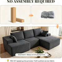Canapé modulaire en forme de L VANBOW, compressé sous vide, avec chaise longue pour salon et appartement