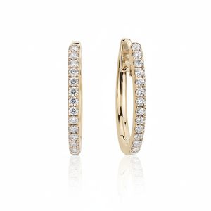 Vente chaude Brilliant Cut Diamond Hoop Boucles d'oreilles en or jaune Sheetal Diamonds Ltd pour femmes - Product Image 2