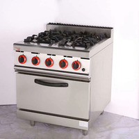 Équipement de cuisine professionnel, four combiné au gaz, cuisinière à gaz 4 brûleurs avec four