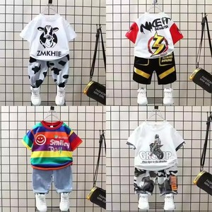 Completi <span class=keywords><strong>per</strong></span> Bambini in Velluto Patchwork 3D a Maniche Corte, Stile Casual di Alta Gamma, Vendita Promozionale <span class=keywords><strong>per</strong></span> Maschi e Femmine - Product Image 1