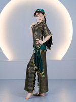 Nouvel ensemble de costumes de danse du ventre Saidi Baladi à rayures, robe de danse orientale égyptienne Assaya avec canne, robe de scène pour femmes