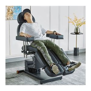 Camilla de Masaje Multifuncional con Base Eléctrica Ajustable de Cuero Negro, Estilo Moderno, Gravedad Cero, Vibración y Función de Spa - Product Image 4