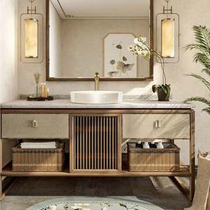 New Chinese Style Solid <b>Wood</b> <b>Bathroom</b> <b>Cabinet</b> Single <b>Bathroom</b> Vanity with extra Large Storage - Product Image 1