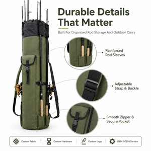 Borsa da Pesca Multifunzionale Grande in Tessuto Oxford Personalizzata OEM, Impermeabile, per Canne da Pesca e Attrezzi - Product Image 6