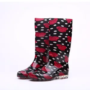 2023 women new design fashion waterproof long rain boots for lady clear PVC sexy gumboots